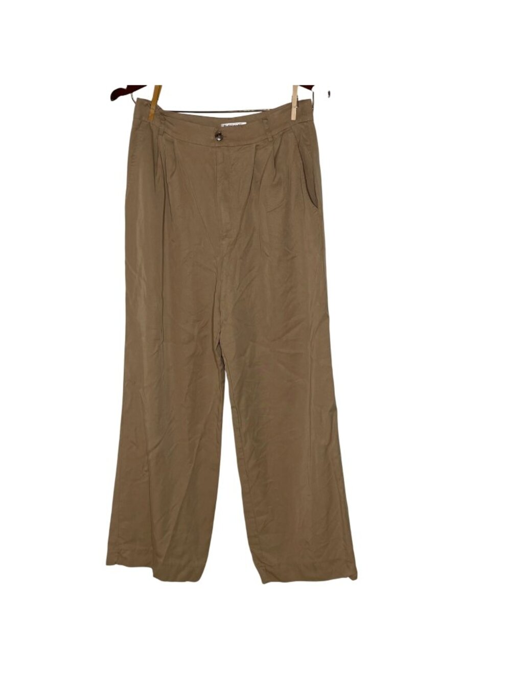 Reformation Pleated Wide Leg High Rise Dress Pants Sz 10 Tan Beige Tencel